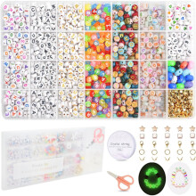 1400pcs 6 Colors 4x7mm Letter Beads for Bracelet Jewelry Set Alphabet Beads for Jewelry Making with Number Heart Shaped Beads Friendship Bracelet Set