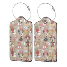 Cute Mickey Mouse Luggage Tags for Suitcases 4-Pack Cute Silicone Luggage Tag with Name ID Card Funny Suitcase Label