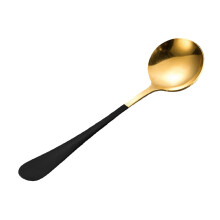 Chaolei Stainless Steel Spoon Set, Compatible with Coffee Stirring & Eating, Titanium Gold Round Spoon & Fork, Dishwasher Safe