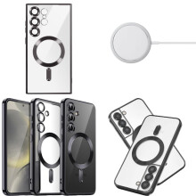 Compatible with Samsung S25/S24/S23/S22 case mobile phone case MagSafe - Transparent/Black compatible with Samsung Galaxy S24 Ultra