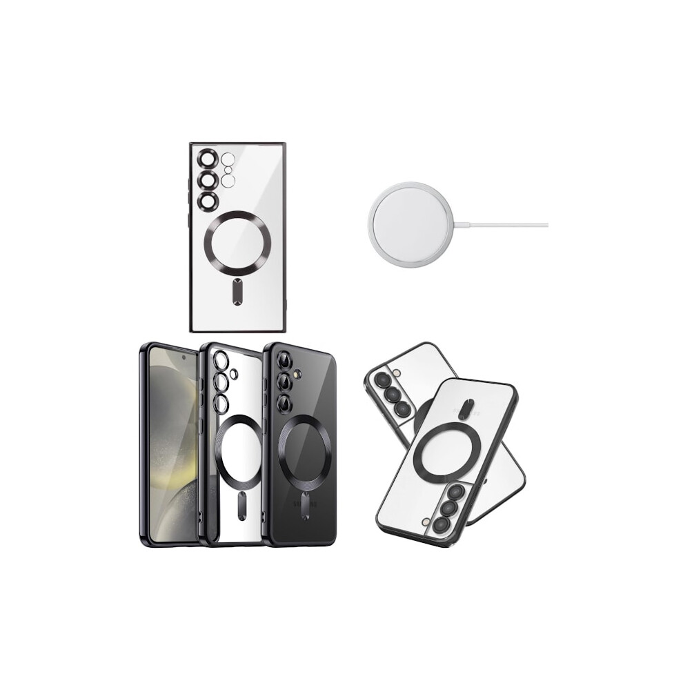Compatible With Samsung S25/S24/S23/S22 Case Mobile Phone Case Magsafe - Transparent/ Compatible With Samsung Galaxy S24 Ultra Black