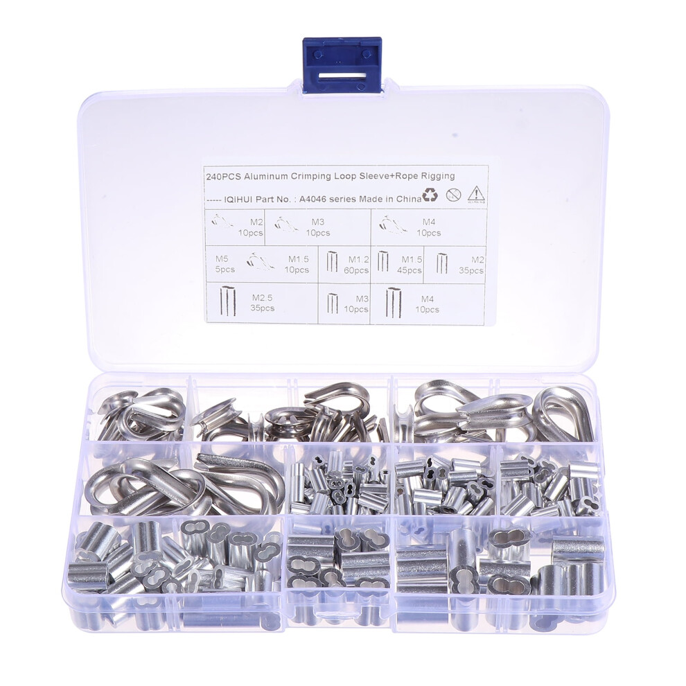 Troglfold 240 Pcs Stainless Double Barrel Ferrules Crimping Loop Sleeve for Wire and Cable