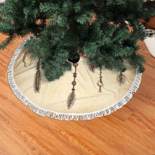 Christmas Fringed Lace Tree Skirt, Tribal,Bohemian Ethnic Hair Accessories With Soft, Light, Good Touch Tree Skirt 48"