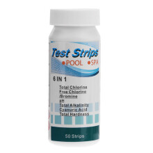 6 in 1 PH Test Strips for Swimming Pool Spa Bath, compatible with standard testers, detect PH, Alkalinity, Hardness, Chlorine, Cyanuric Acid