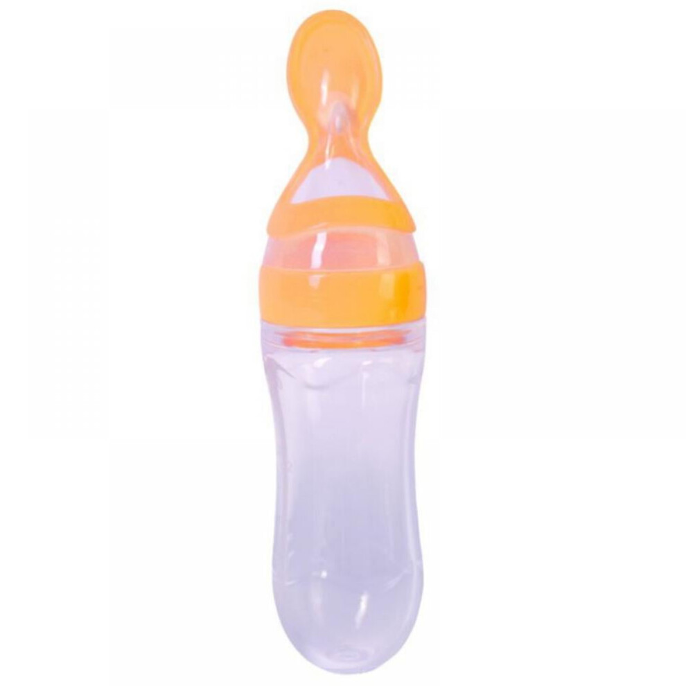 Balems Infant Silica Feeding Bottle With Spoon Food Supplement Rice Cereal Safe Material Yellow