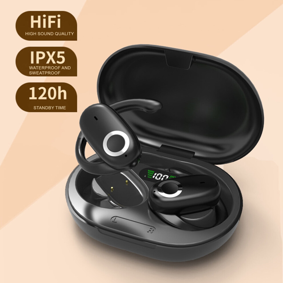 Susuchens Wireless Headset With Led Display Hifi Stereo Earbuds 130-Degree Rotetable Low Latency Bluetooth-Compatible 5.3 Ear Hook Headphones Black 9009879002390