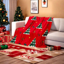 Yhmxh Christmas Fleece Blanket, 28"x30", Red Tree - Ultra Soft, No Shed, No Pilling, Compatible with Xmas Home Décor, for Bed, Sofa, Gift
