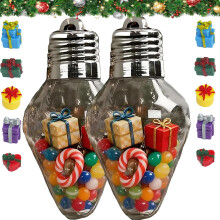 Christmas Light Bulb Ornaments Clear Fillable Plastic Jars for DIY Crafts Candy Gifts Large 2PC