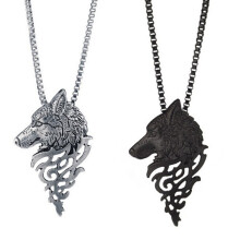 2pcs Men Retro Necklace Wolf Head Necklace Amulet Necklace Personalized Wild Pendant Chain Birthday Valentine's Day Gift to Boyfriend Husband