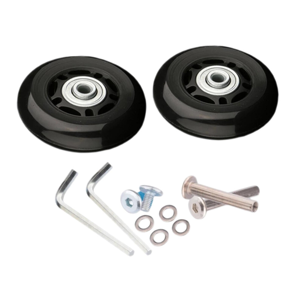2Pcs Luggage Suitcase Wheels Swivel Caster Universal Wheel With Screw Tools Rotating Flexible Rubber Mute Repair Parts Axles Black 54Mmx18mm 9180479463764