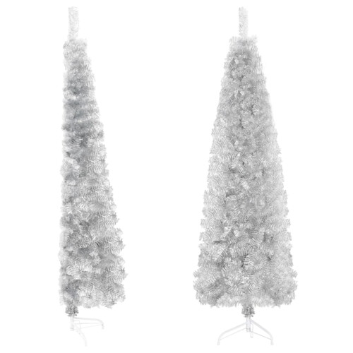 Walmeck Slim Artificial Half Christmas Tree with Stand Silver 4 ft 1