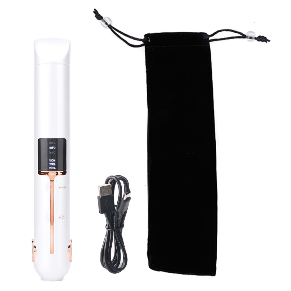 White Dekaim Hair Straightener, Professional Usb Charging Mini Electric Hair Straightener Curler Cordless Hair Styling Tools