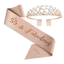 Birthday Shawl and Tiara Rose Gold Birthday Shawl Crown 40 & Fabulous Shoulder Straps and Tiara for Women 55 Rose Gold Suit