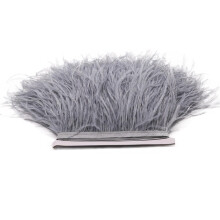 1M 5M 10M 8-10cm Black White Ostrich Feather Trims Ribbon Multicolor Plume for Sewing Feathers Crafts Dress Clothing Decoration Light gray 10m