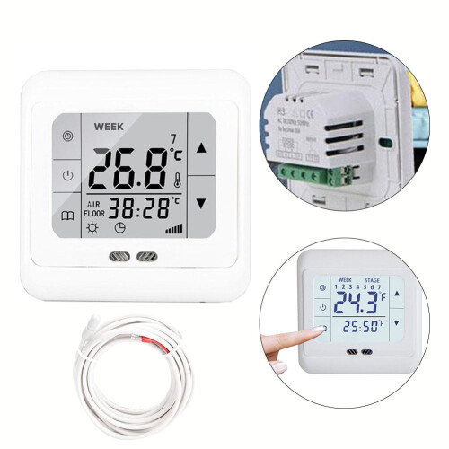 Thermostat Touchscreen Underfloor Heating Room Controller Floor Sensor Digital 1