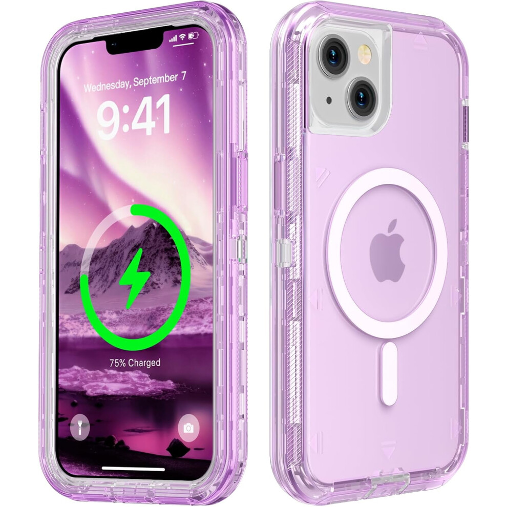 Compatible With Iphone 14&13 Transparent Case, Triple Layer Magnetic Charging Case For Magsafe, Heavy Duty Shockproof & Drop-Proof, 6.1 Inch 9499224772205