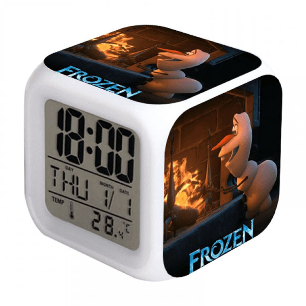 Hanntaoo Digital Alarm Clock For Kids, Frozen Pattern, 7 Color Led, Thermometer, Night Gift For Boys Girls A93-563 Htnl#1154 Light