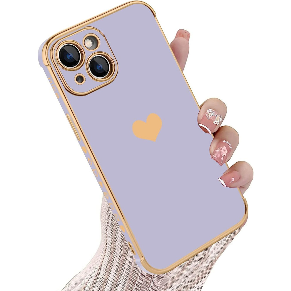 Cute Love Heart Tpu Case For Iphone 14 Plus 6.7", Shockproof Protection Purple 9499224772298