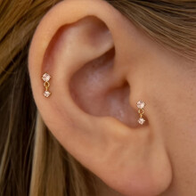 1 Pair Exquisite Stud Earrings, Cubic zirconia Screw Flat Back Drop Earrings Tiny Earrings Jewelry Cartilage Stud