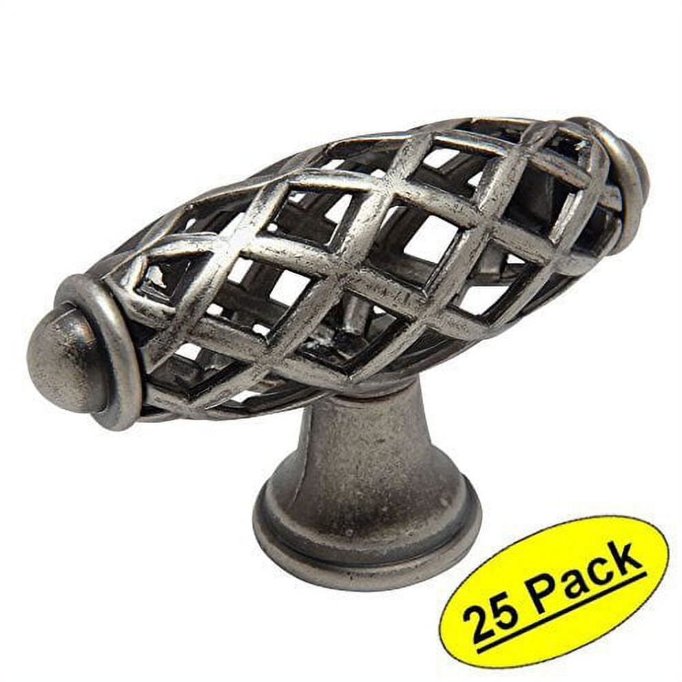 Cosmas 1749Wn Weathered Nickel Cabinet Hardware Birdcage Knob - 25 Pack 9499224776586