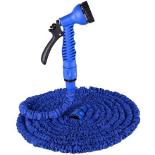 Expandable Garden Hose 25FT - Upgraded Flexible Water Pipe with 7 Spray Nozzle Patterns, Retractable Latex Core for Gardening, Green/Blue 50FT
