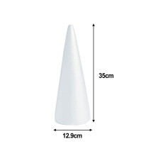 1pc Foam Cones Decorative Polystyrene Craft Christmas Tree Crafts Polystyrene Diy White Children Balls Floral Shapes Ornament 35cmX12.9cm