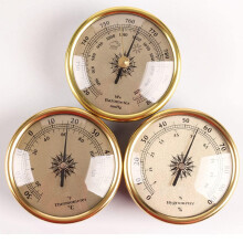Barometers,Barometers for The Home,Wall-Mounted Barometer Thermometer Hygrometer,3 pcs Wireless Weather Station for Household use,Gold,7*7cm