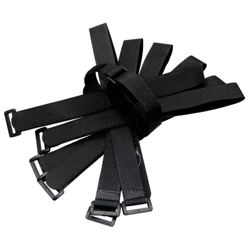 10 pcs 20" by 1" Black Wrap Cable Ties Wire Cord Straps Reusable Hook & Loop