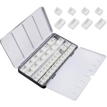 Empty Watercolor Tins with 42 Half Pans, 24 Full Pans, Large Metal Palette Box for Artists, Students, Travel – Compatible with watercolor paints