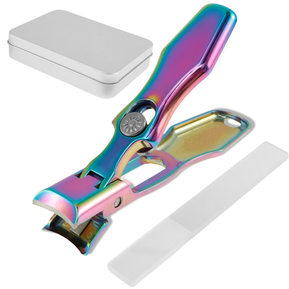 Grusce Nail Clippers for Thick Nails, Wide Jaw Trimmer, Stainless Steel Cutter with Storage, Portable & Labor-Saving, Compatible with Fingernails for