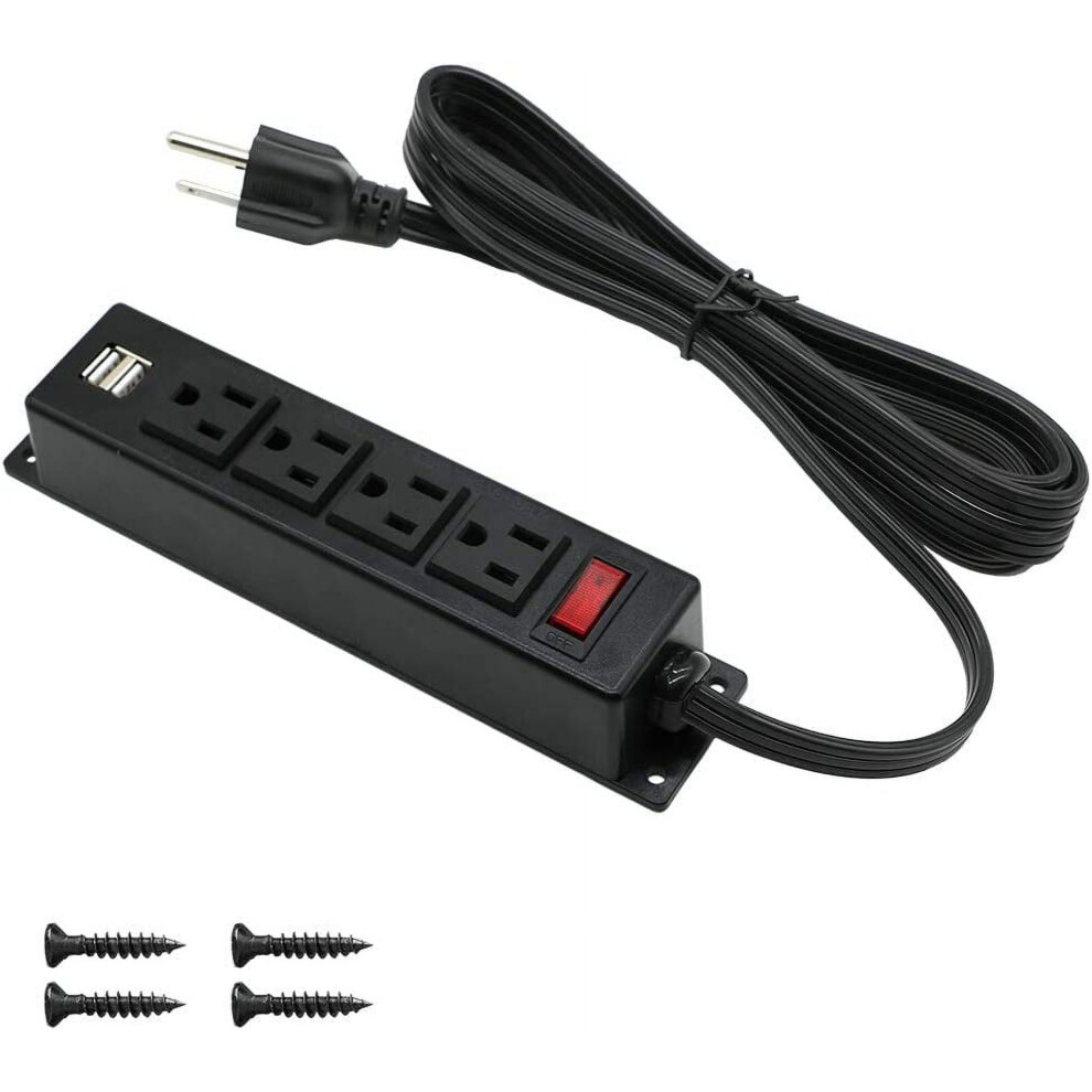 Mountable Power Strip With Usb Ports,Wall Mount Power Outlets Screw Down Power Socket In Desk Under Cabinet Power 9448990307920