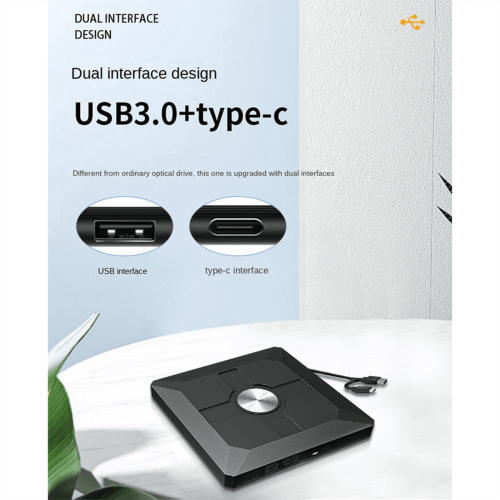 External Optical Drive DVD Burning USB3.0Type-C Mobile Burner Plug and Play CD-ROM Drive Suitable for PC Desktop 2
