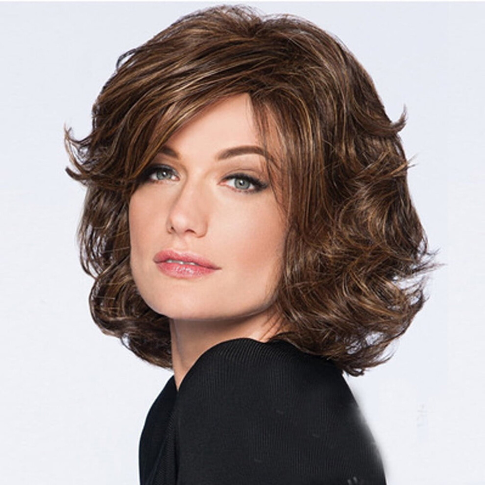 Unisex Brown Human Hair Wigs For Women Wig Synthetic Hair Fashion Wigs Fluffy Natural Beautiful Wig Hair Short Wig Adult Female Costume Wigs Toupees,