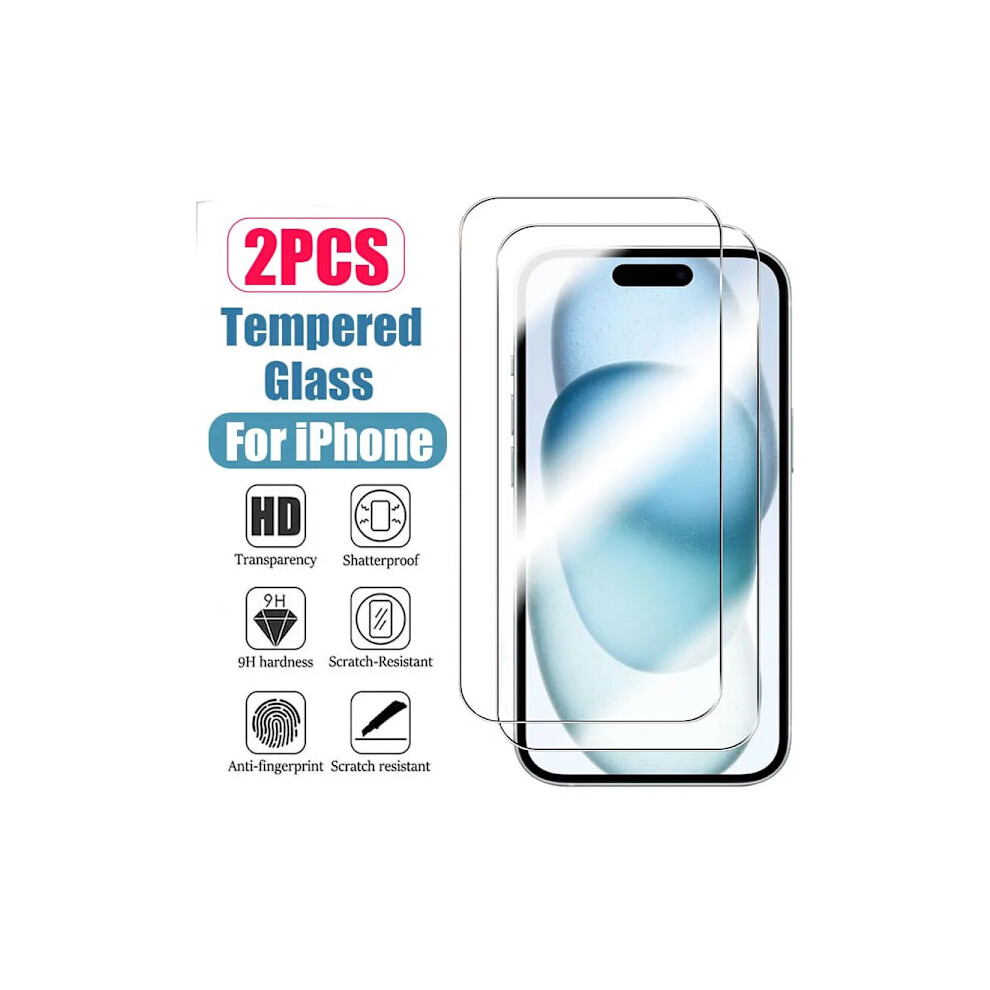 2-Pack Full Coverage Compatible With Iphone 15 Screen Protector Hd Tempered Glass Transparent 9450273682884