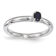 Created Sapphire Sterling Silver Single-Stone Ring