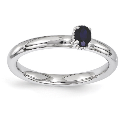 Created Sapphire Sterling Silver Single-Stone Ring