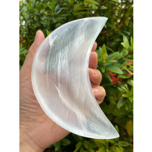 Selenite Half Moon Bowl, 4" & 6" White Selenite Half Moon Shaped Dish Bowl