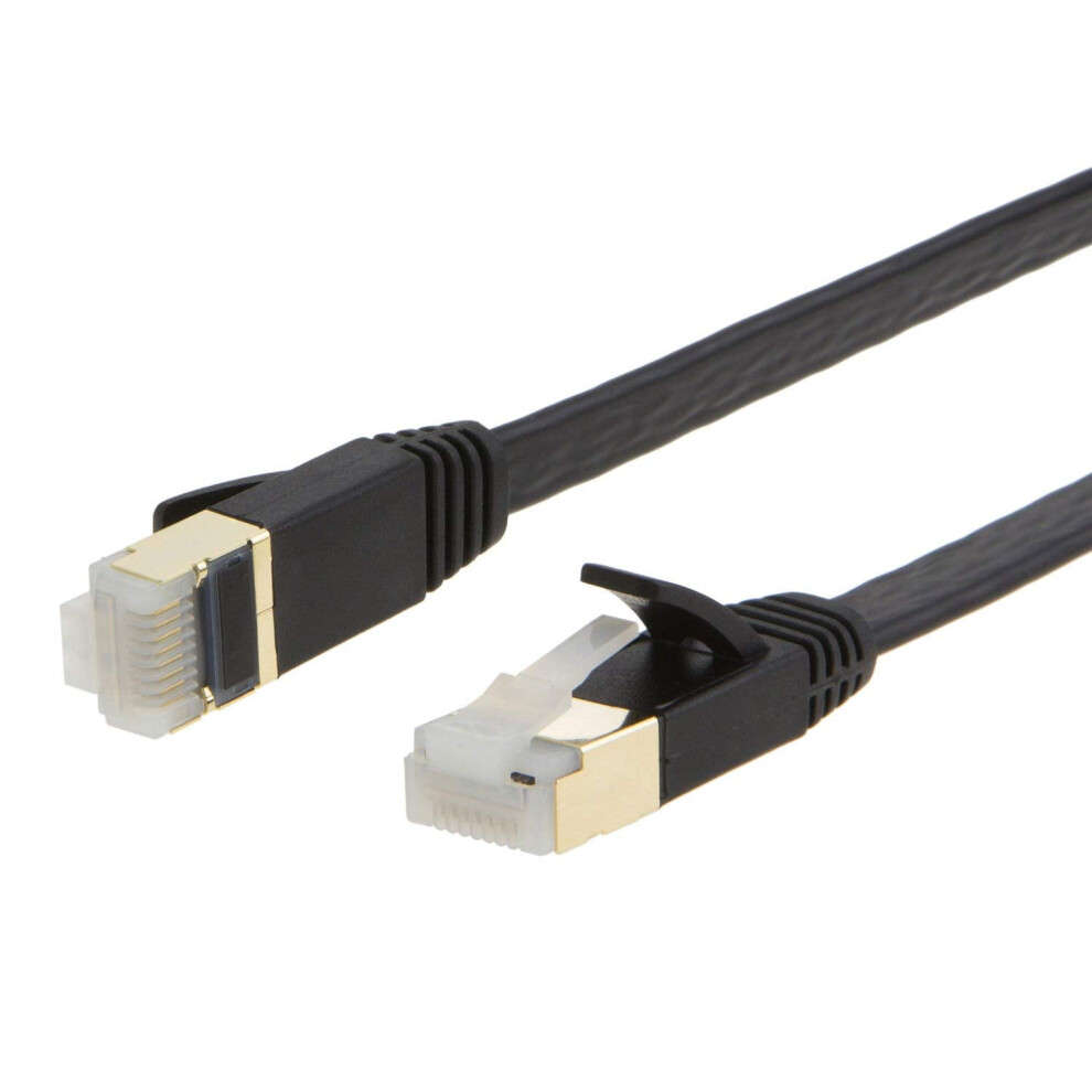 100' Ft Feet Ethernet Network Patch Cat6 Cable For Xbox Pc Modem Ps4 Ps3 Router (100Ft) - Flat Black 9555307237815
