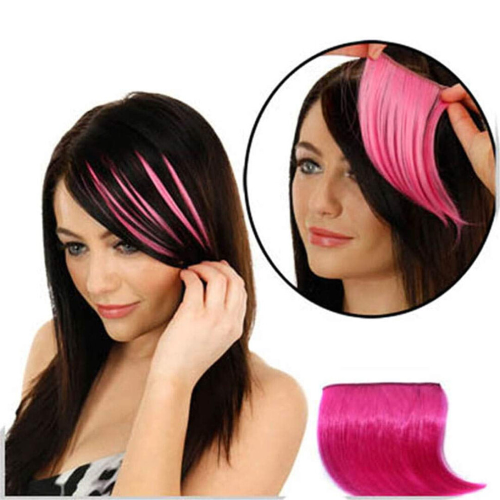 Colorful Fringe Hair Piece Seamless Fringe Clip In Hair Bangs Hairpiece Clip In Hair Extensions Fake Bangs Hair Style Accessory pink