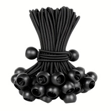 50-Pack Bungee Balls, Black Cord for UV Resistance, with Elastic Cord for Straps, Tents, Poles and Cables BLACK (15 CM 6 INCH) BLACK(15CM 6INCH)