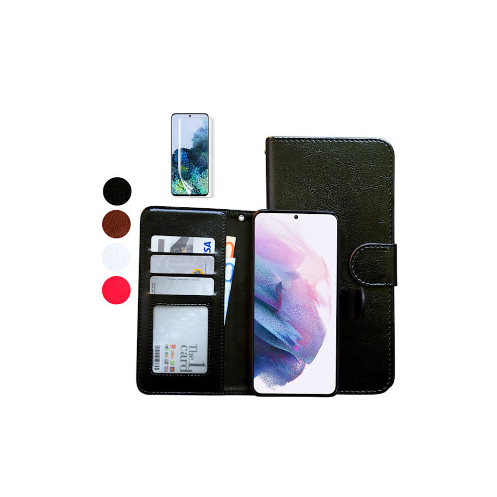 Compatible With Samsung Galaxy S24 - Leather Case / Protection Black 9558633675856