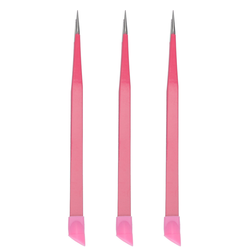 3 Pcs Nail Tweezers Hobby Stickers Eyelash Extension Crossing Lock Manicure Tool