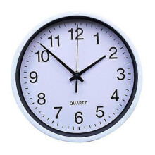 Silent wall clock without ticking sound, large number, round clock white