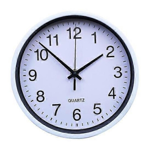 Silent wall clock without ticking sound, large number, round clock white
