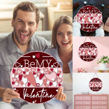 Valentine's Day Door Sign, 12inch Round Farmhouse Wooden Decor for Home, Wall, Porch - Happy Valentine's Day