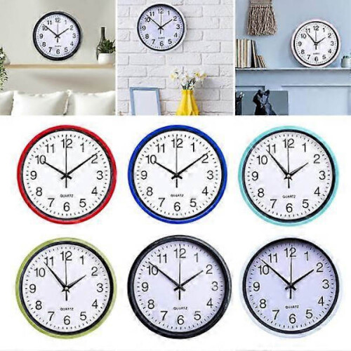 Silent wall clock without ticking sound, large number, round clock white 1