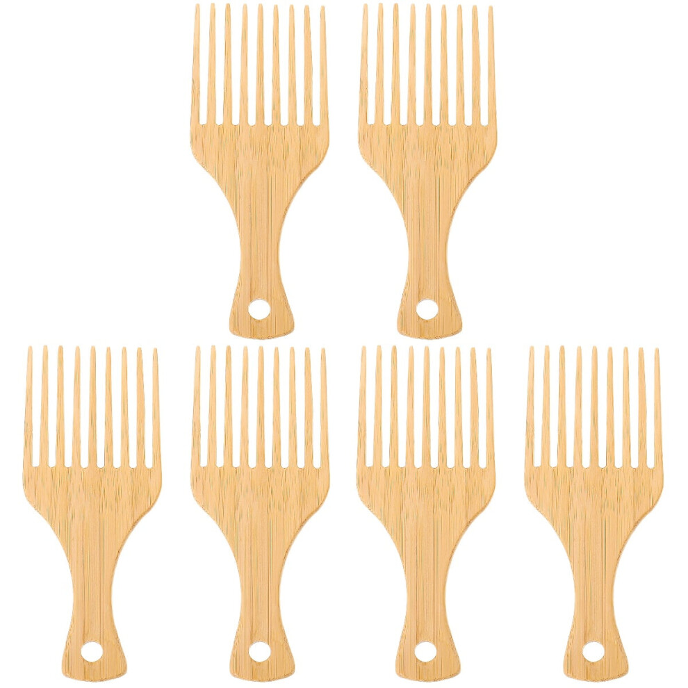 Unisex 6 Pcs Styling Comb For Men Vintage Afro Picks Hair Brush Man Combs Hairdressing Wide Tooth Bamboo