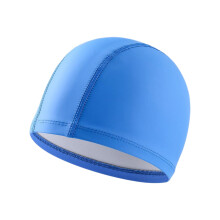 Swimming Cap Anti-deform Fine Workmanship Faux Leather Unisex High Elasticity Bathing Cap for Daily-Blue