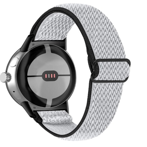 Google Pixel Watch / Watch 2 Adjustable Nylon Strap Black/White