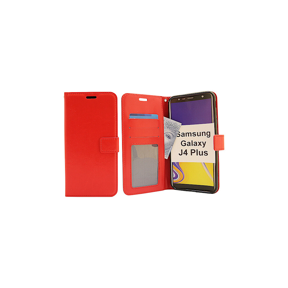 Crazy Horse Wallet Compatible With Samsung Galaxy J4 Plus (J415fn/Ds) Red 9418476294709